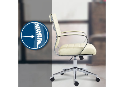 Silla de oficina Oakland Simil cuero,Crema