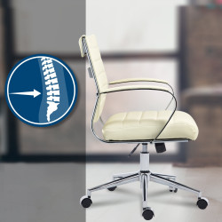 Chaise de bureau Oakland, similicuir, crème