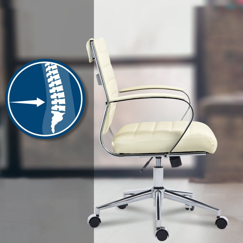 Silla de oficina Oakland Simil cuero,Crema