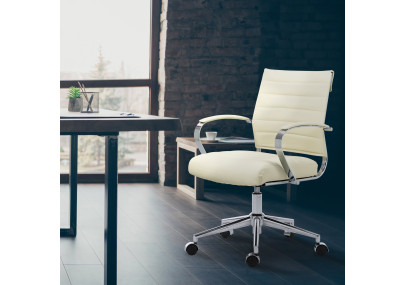 Silla de oficina Oakland Simil cuero,Crema