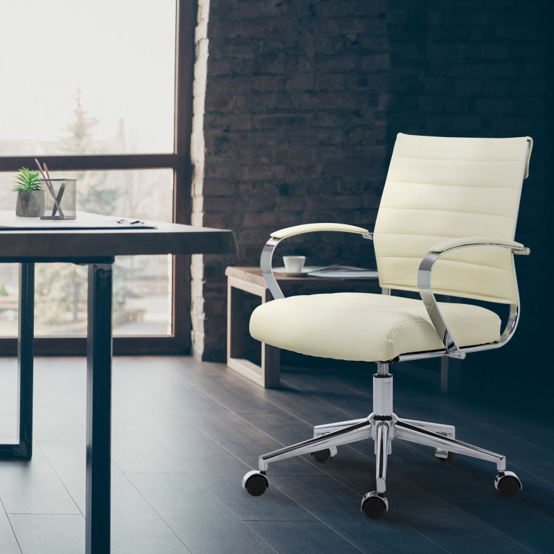 Chaise de bureau Oakland, similicuir, crème