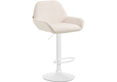 Tabouret de bar Braga en velours, blanc/crème