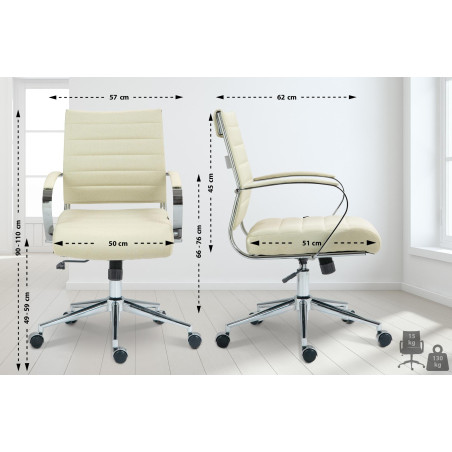 Silla de oficina Oakland Tela,Crema