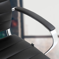 Silla de oficina Oakland Cuero auténtico,Negro