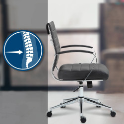 Fauteuil de bureau Oakland, cuir véritable, noir