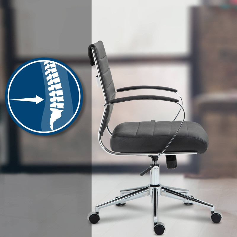 Fauteuil de bureau Oakland, cuir véritable, noir