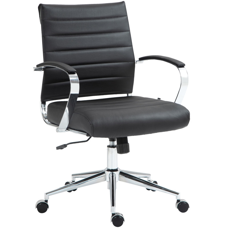 Silla de oficina Oakland Cuero auténtico,Negro