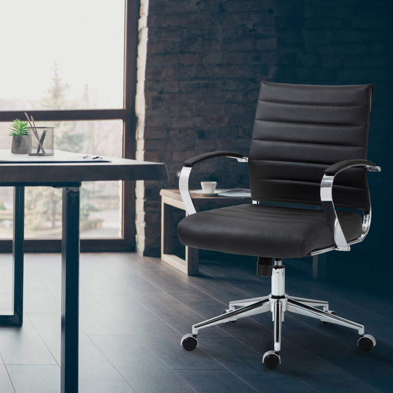 Fauteuil de bureau Oakland, cuir véritable, noir