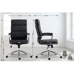 Chaise de bureau Cleveland, similicuir noir