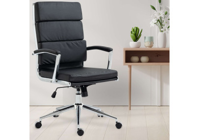 Chaise de bureau Cleveland, similicuir noir