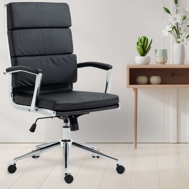 Chaise de bureau Cleveland, similicuir noir