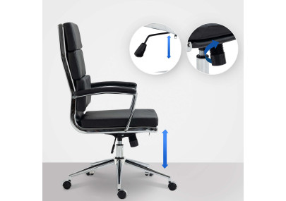 Chaise de bureau Cleveland, similicuir noir