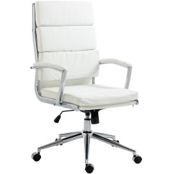 Chaise de bureau Cleveland, similicuir, blanche