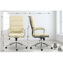 Silla de oficina Cleveland Simil cuero,Crema