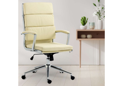 Silla de oficina Cleveland Simil cuero,Crema