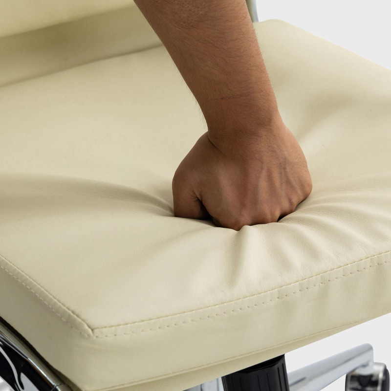 Chaise de bureau Cleveland, similicuir, crème