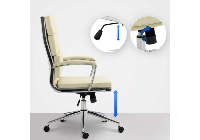 Chaise de bureau Cleveland, similicuir, crème