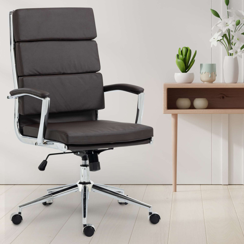Chaise de bureau Cleveland, similicuir marron