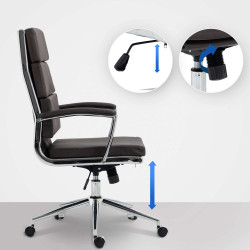 Chaise de bureau Cleveland, similicuir marron