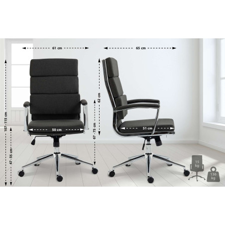 Chaise de bureau Cleveland, tissu gris fonc?