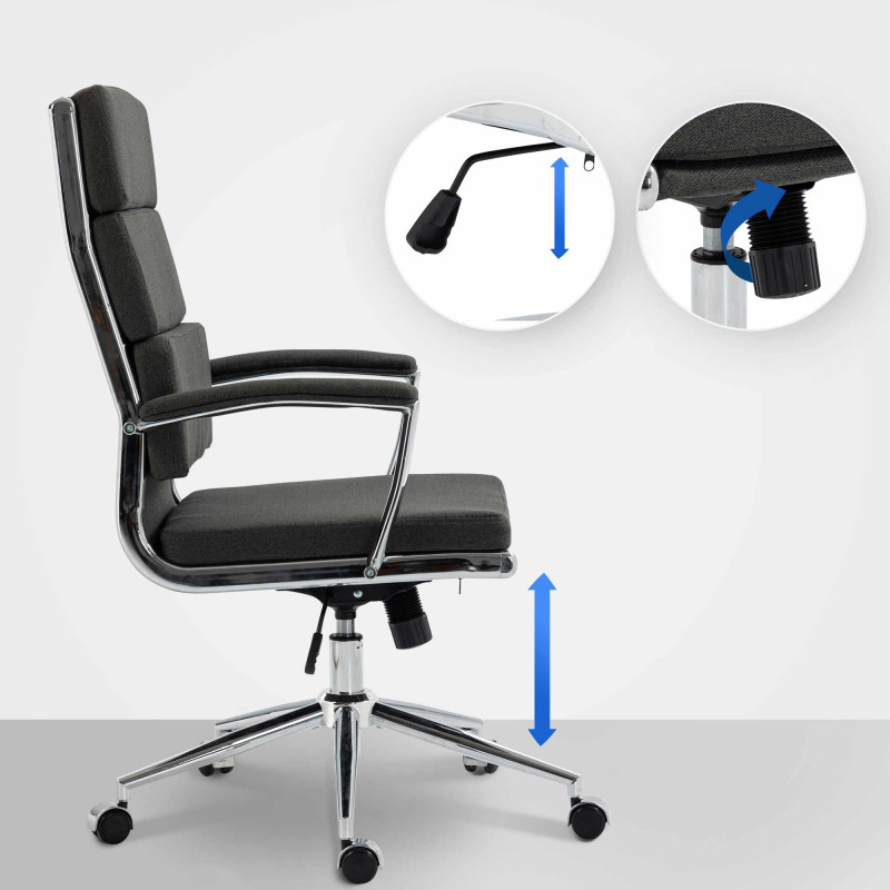 Chaise de bureau Cleveland, tissu gris fonc?