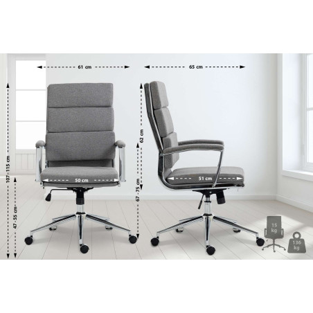 Silla de oficina Cleveland Tela,Gris