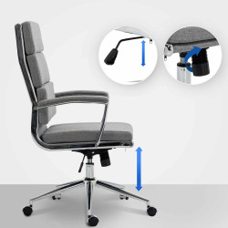 Chaise de bureau Cleveland, tissu gris