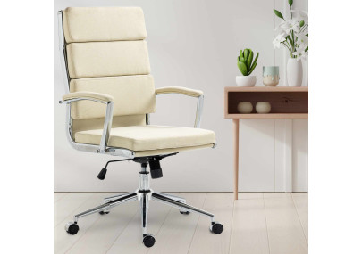 Chaise de bureau Cleveland, tissu crème