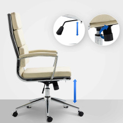 Chaise de bureau Cleveland, tissu crème