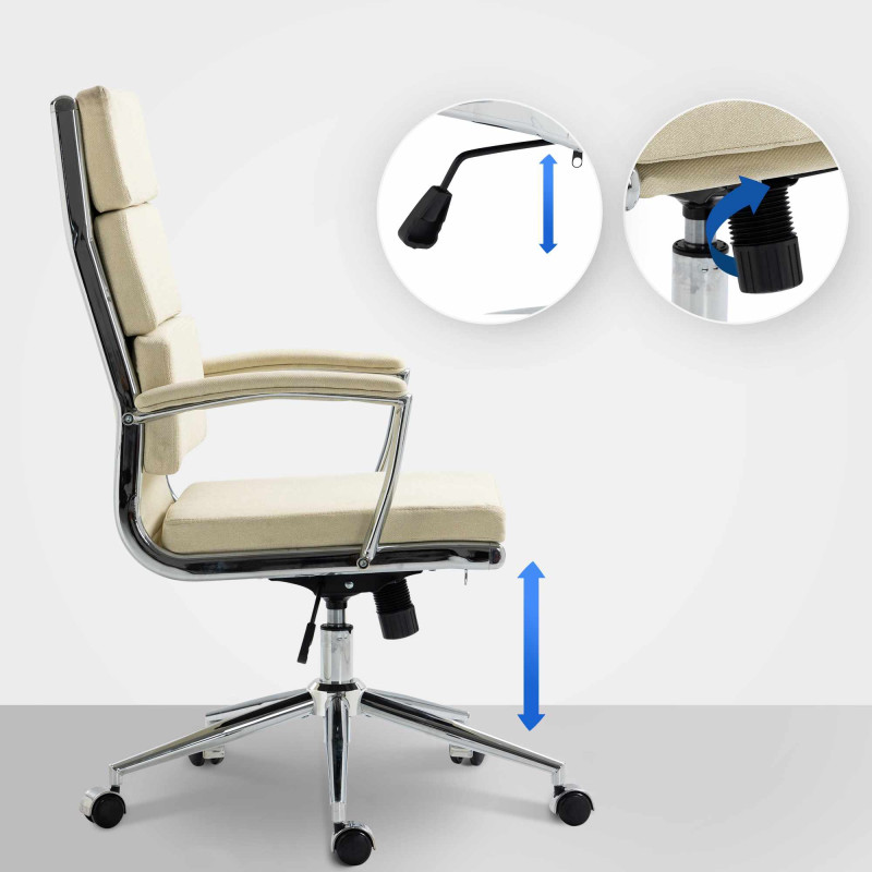 Chaise de bureau Cleveland, tissu crème