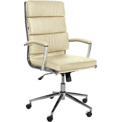 Silla de oficina Cleveland Cuero auténtico,Crema