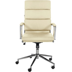 Fauteuil de bureau Cleveland, cuir véritable, crème