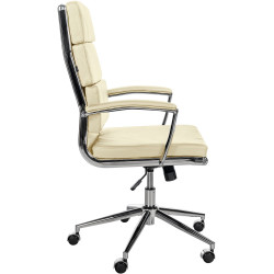 Fauteuil de bureau Cleveland, cuir véritable, crème