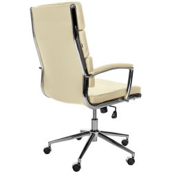 Silla de oficina Cleveland Cuero auténtico,Crema