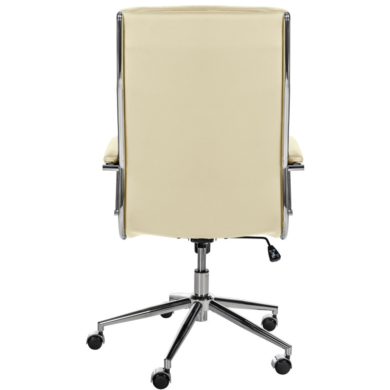 Fauteuil de bureau Cleveland, cuir v?ritable, cr?me