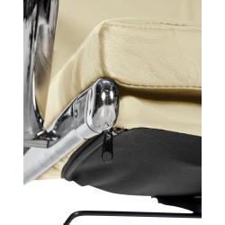 Fauteuil de bureau Cleveland, cuir v?ritable, cr?me