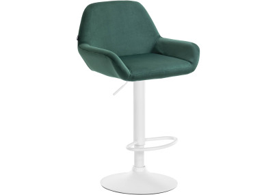 Tabouret de bar Braga, velours, blanc/vert foncé