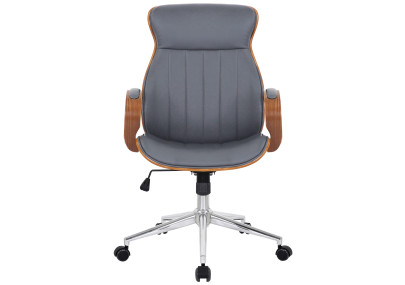 Chaise de bureau Melilla, similicuir, noyer/gris