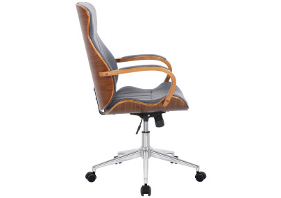 Chaise de bureau Melilla, similicuir, noyer/gris
