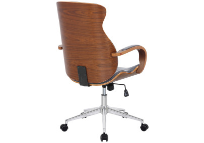 Chaise de bureau Melilla, similicuir, noyer/gris
