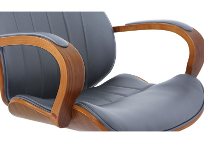 Chaise de bureau Melilla, similicuir, noyer/gris