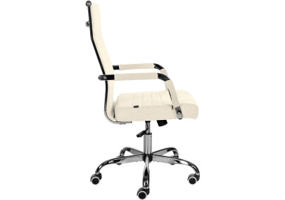 Chaise de bureau Amadora en tissu crème