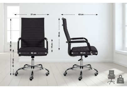 Chaise de bureau Amadora, tissu noir