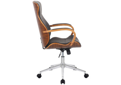 Chaise de bureau Melilla, similicuir, noyer/marron