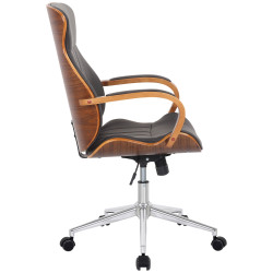 Chaise de bureau Melilla, similicuir, noyer/marron