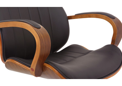 Chaise de bureau Melilla, similicuir, noyer/marron
