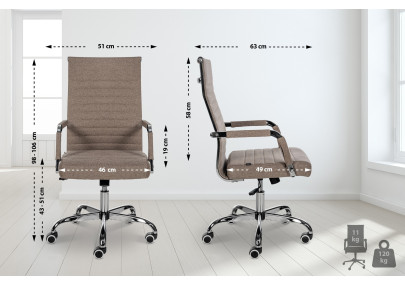 Chaise de bureau Amadora tissu taupe