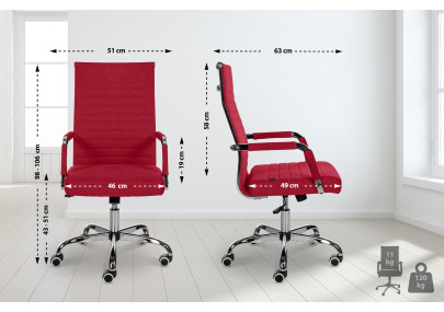 Silla De Oficina Amadora en polipiel o tela Rojo,Tela