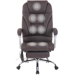 Fauteuil de bureau Pacific en cuir véritable avec fonction massage, marron