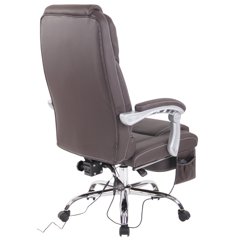 Fauteuil de bureau Pacific en cuir véritable avec fonction massage, marron